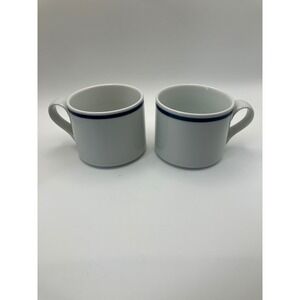 Dansk Bistro Mugs Set of 2 White Blue Band Christianhavn Coffee Tea Cup NR Japan